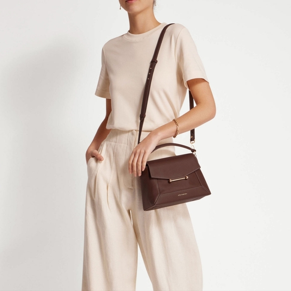 STRATHBERRY MOSAIC BAG IN CHOCOLATE WITH VANILLA STITCH - Picture 5 of 14